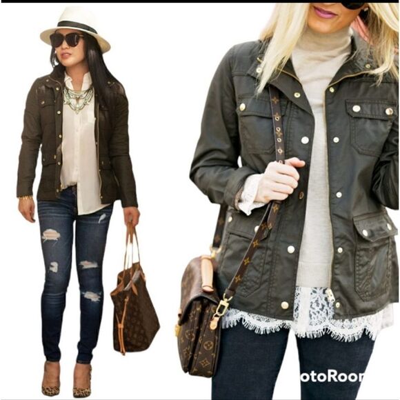 J CREW Downtown Field Jacket Green/Brown - Picture 2 of 14